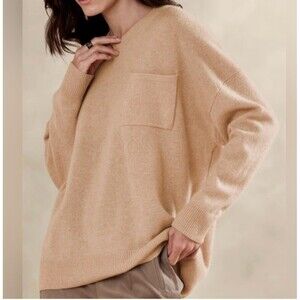 banana republic Tan 100% Cashmere  Women Sweater Size L Light Weight